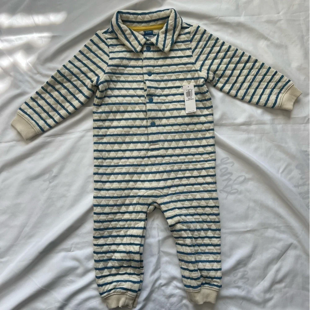 Old Navy Unisex Striped Blue and White Quilted Kids One Piece Size 18-24 Months